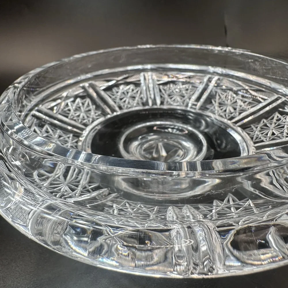 American Brilliant Cut Glass Candy‎ Dish With Lid Regency Sparkling